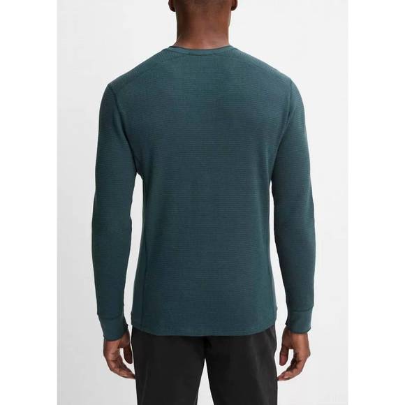 NEW VINCE thermal long-sleeve crew neck pullover in deep teal - Picture 3 of 3